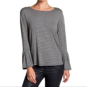 Anthropologie RO&DE Striped Crewneck Long sleeve bell sleeve